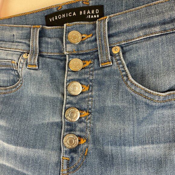 Veronica Beard Jeans Debbie Skinny High Rise 26 Blue Button Fly - Picture 5 of 10